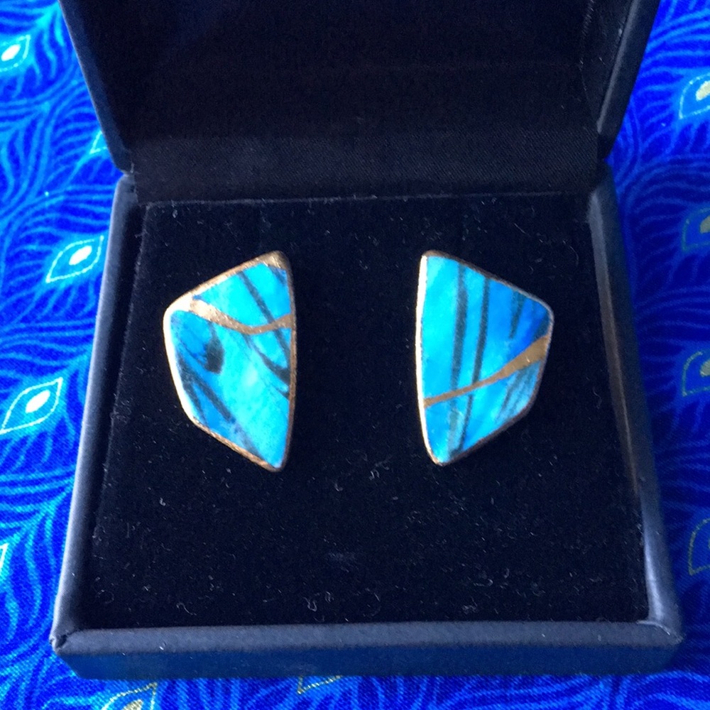 Reclaimed seashell Handcrafted “gilded” earrings